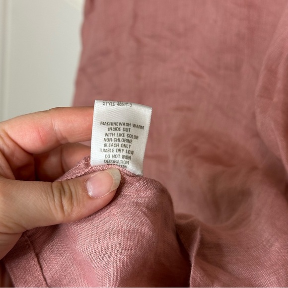 CP Shades Rose Pink 100% Linen Scoop Neck Boxy Blouse S Coastal Lagonlook Beach - Picture 5 of 5